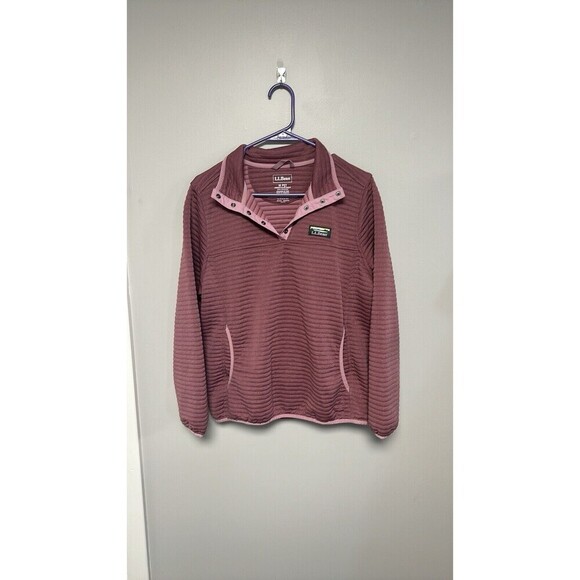L.L. Bean Tops - LL Bean Women's Airlight Knit Pullover Sweater Rugged Quilted Maroon M Pet